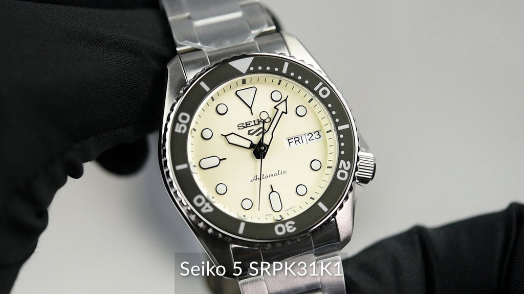 Seiko 5 Sports SKX Automatic Cream Dial Silver Steel Strap Watch For Men - SRPK31K1 wholesalehk.shop