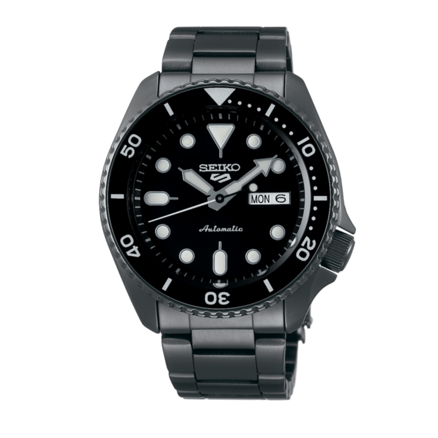 Seiko 5 Sports Automatic Black Dial Black Steel Strap Watch For Men - SRPD65K1 wholesalehk.shop