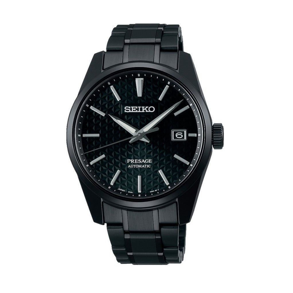 Seiko Presage Sharp Edged Series Black Dial Black Steel Strap Watch For Men - SPB229J1 wholesalehk.shop