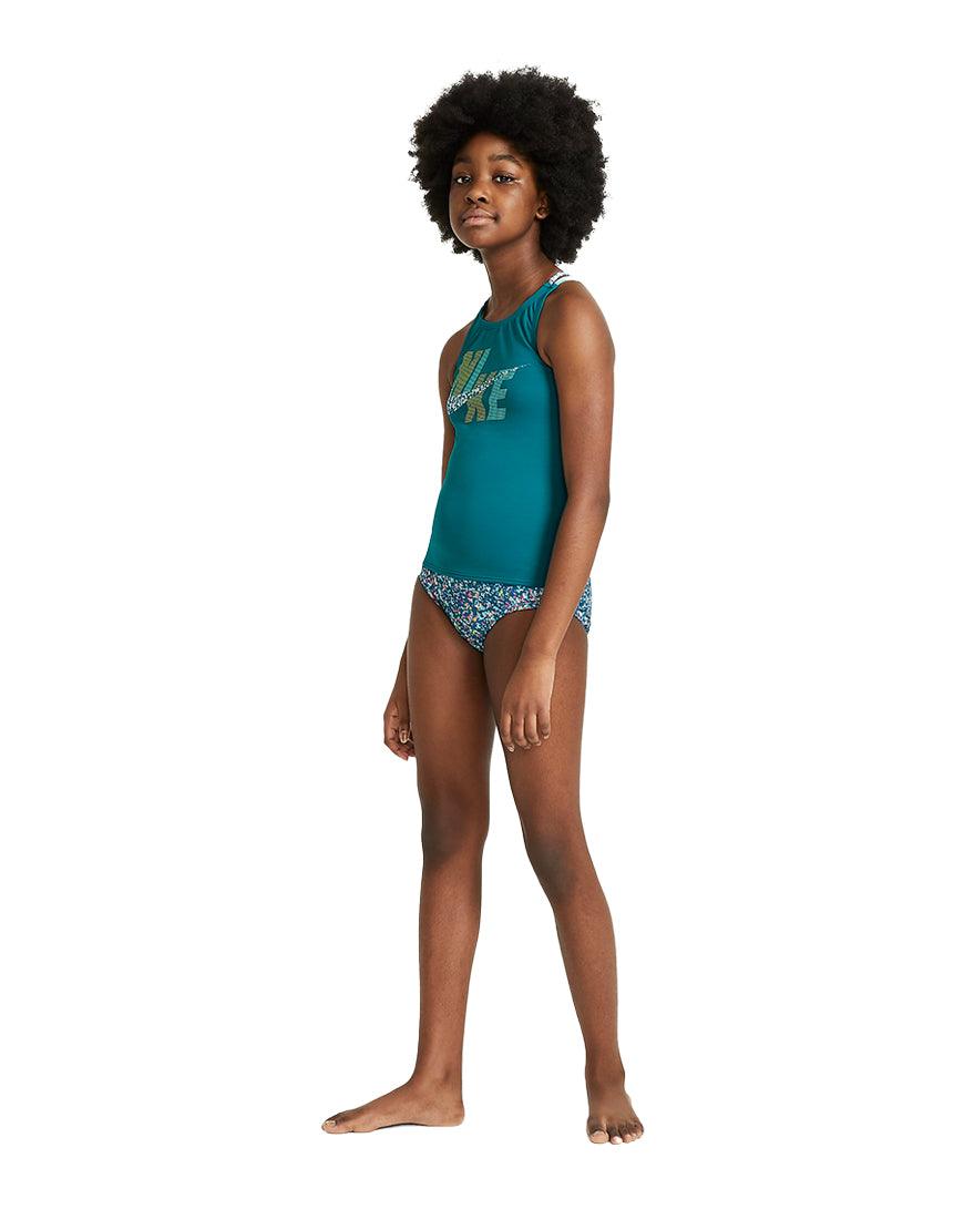 2026 New Arrival Girls' Spiderback Tankini :Bright Spruce wholesalehk.shop