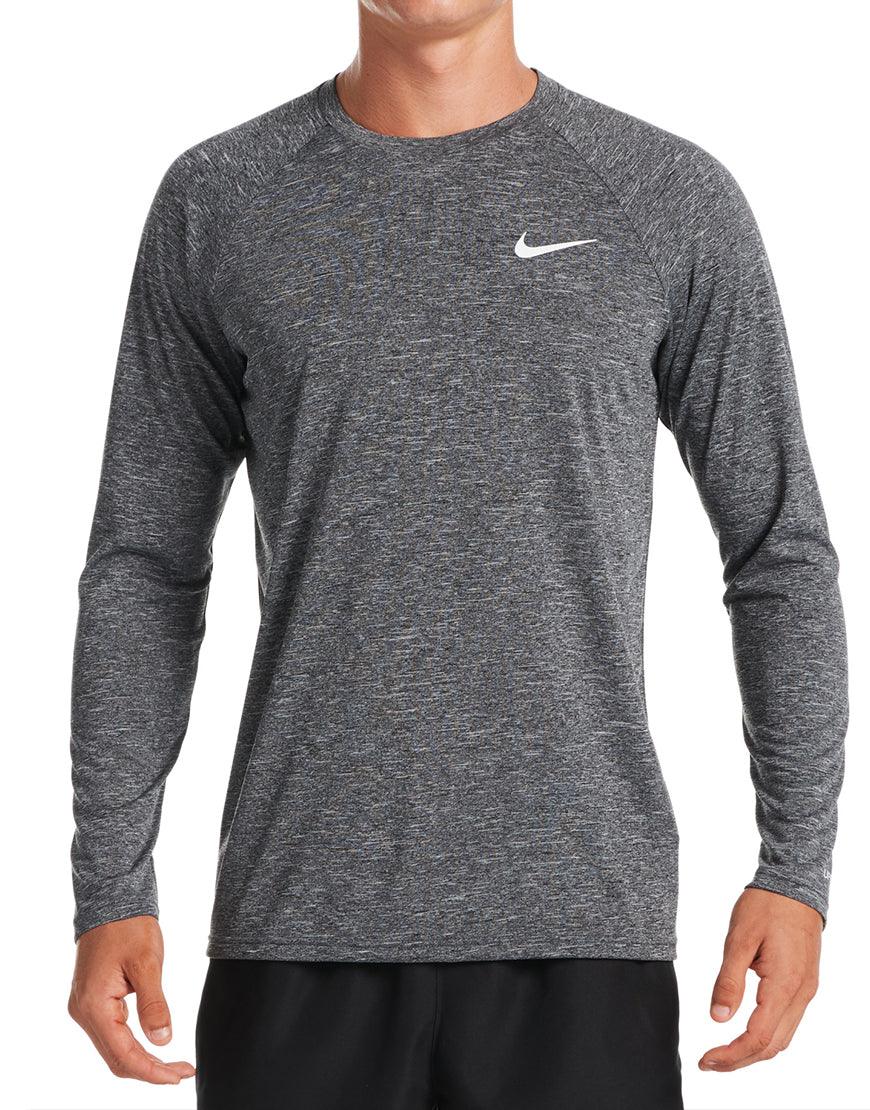 2026 New Arrival Men's Heathered Hydroguard Swim Shirt :Black wholesalehk.shop