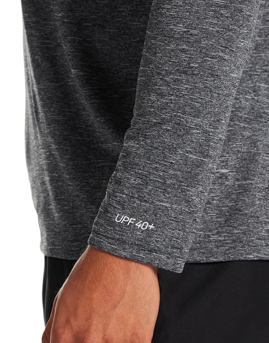 2026 New Arrival Men's Heathered Hydroguard Swim Shirt :Black wholesalehk.shop