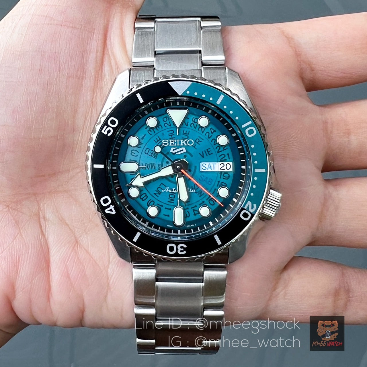 Seiko 5 Sports SKX Skeleton Green Dial Silver Steel Strap Watch For Men - SRPJ45K1 wholesalehk.shop