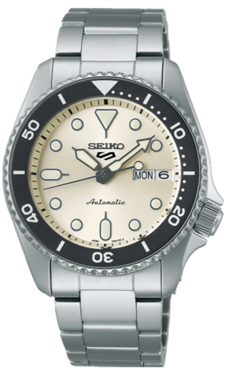 Seiko 5 Sports SKX Automatic Cream Dial Silver Steel Strap Watch For Men - SRPK31K1 wholesalehk.shop