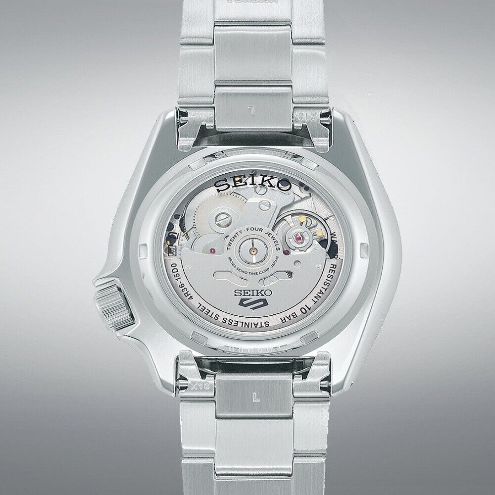Seiko 5 Sports Double Hurricane Retro Orange Dial Silver Steel Strap Watch For Men - SRPK11K1 wholesalehk.shop