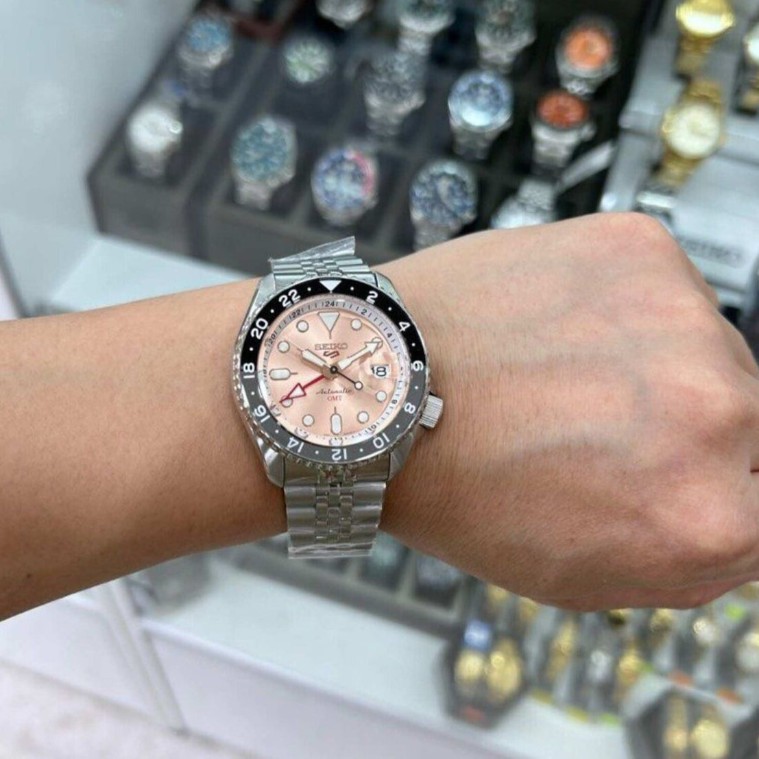 Seiko 5 Sports GMT Thong Sia Limited Edition Brown Dial Silver Steel Strap Watch for Men - SSK043K1 wholesalehk.shop
