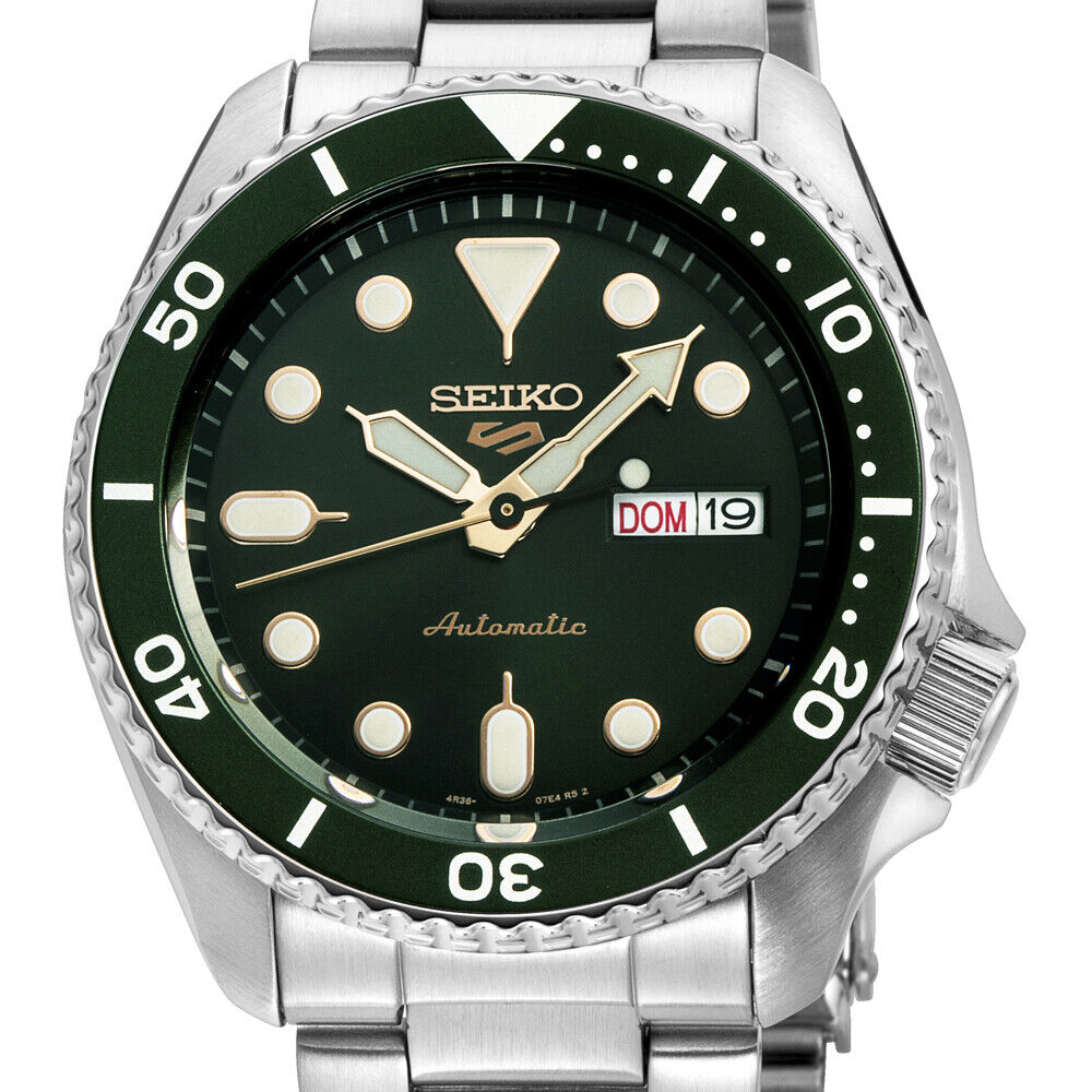 Seiko 5 Sports Automatic Analog Green Dial Silver Steel Strap Watch For Men - SRPD63K1 wholesalehk.shop