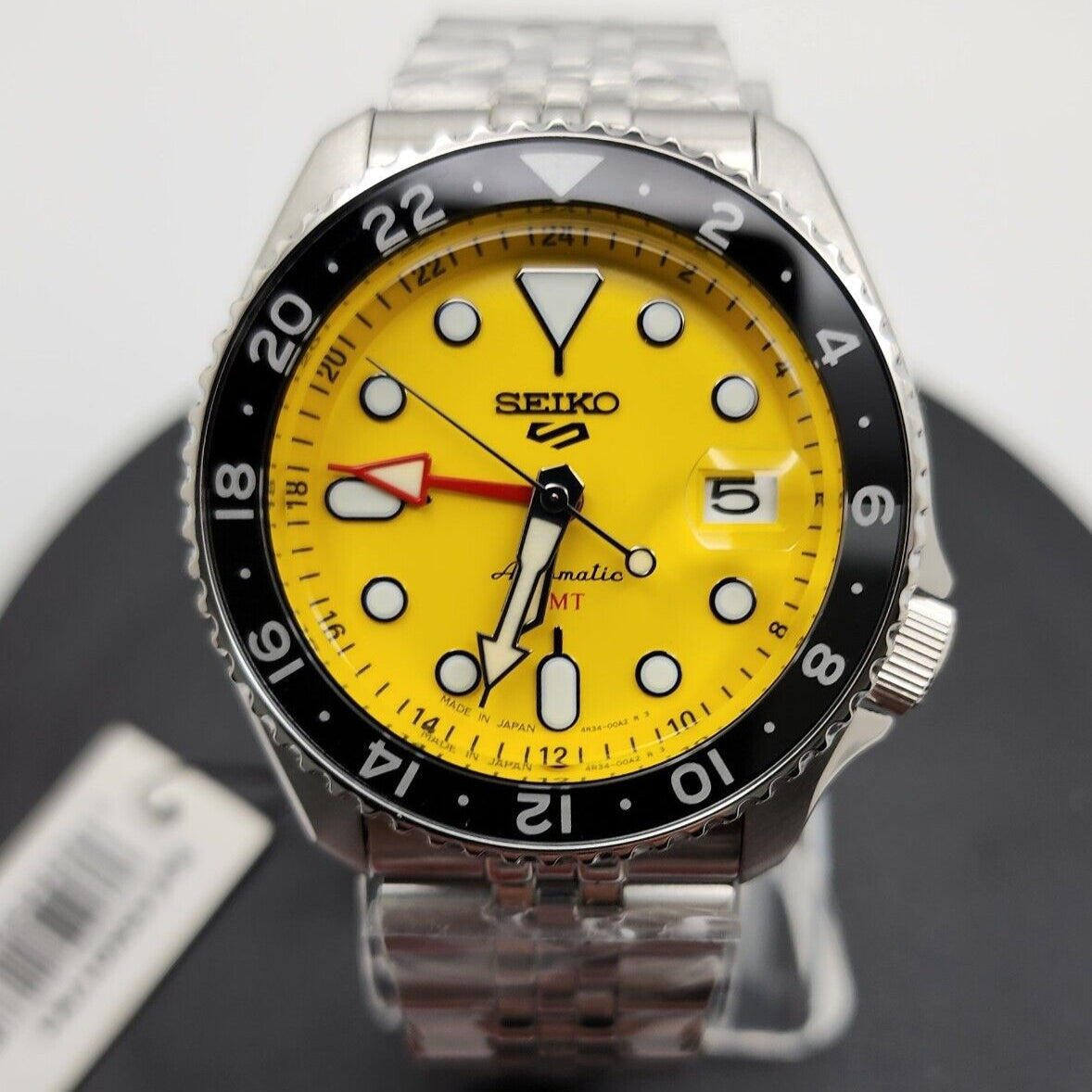 Seiko 5 Sport SKX GMT US Special Creation Automatic Yellow Dial Silver Steel Strap Watch for Men - SSK017K1 wholesalehk.shop