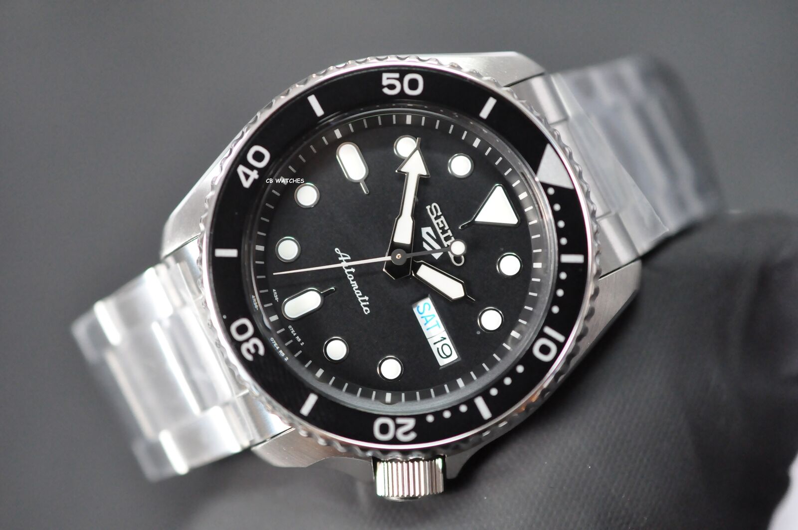 Seiko 5 Sports Automatic Day Date Black Dial Silver Steel Strap Watch for Men - SRPD55K1 wholesalehk.shop