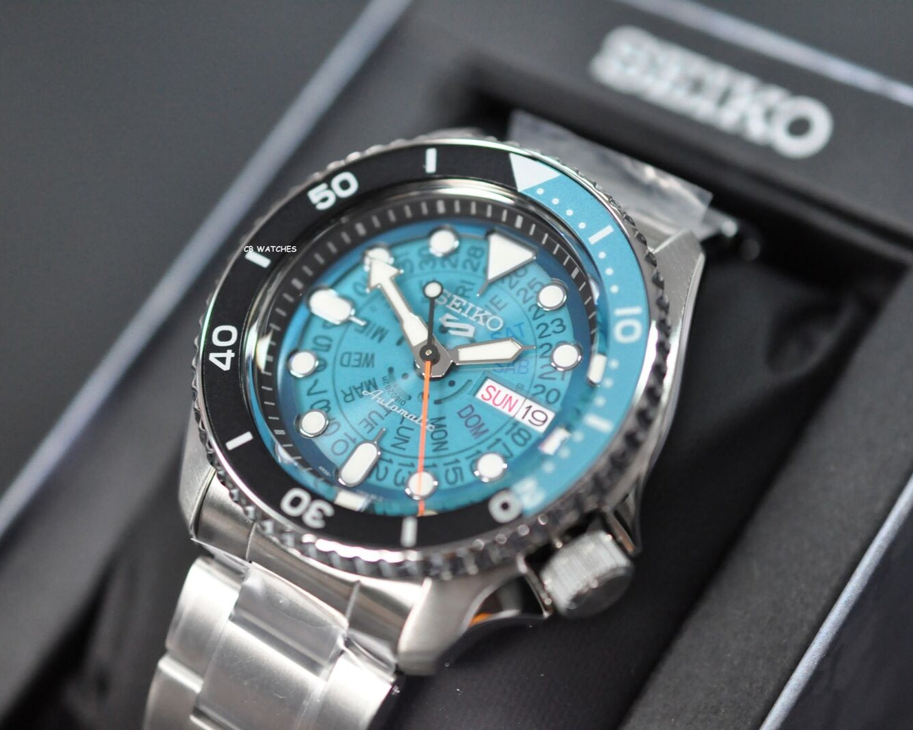Seiko 5 Sports SKX Skeleton Green Dial Silver Steel Strap Watch For Men - SRPJ45K1 wholesalehk.shop