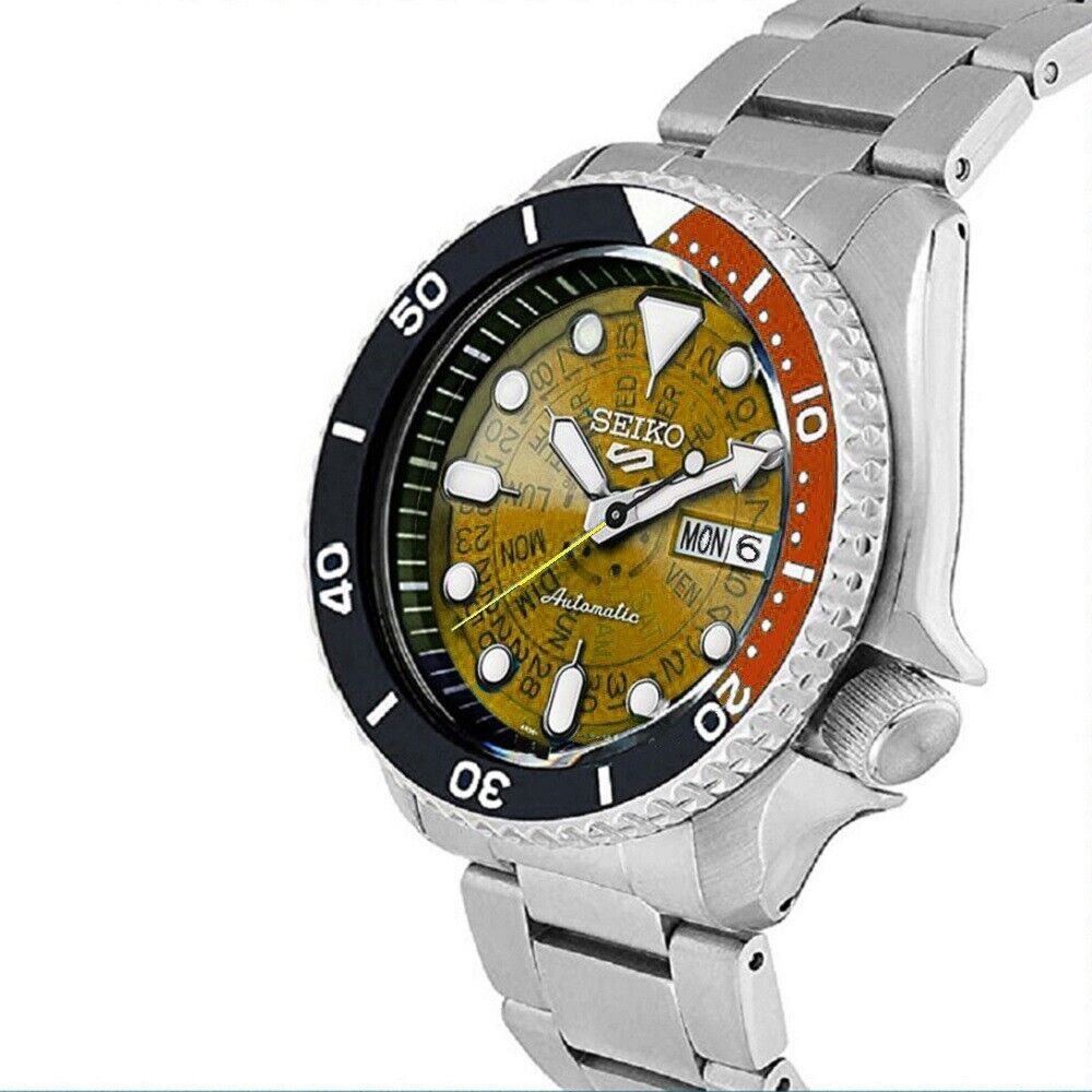 Seiko 5 Sports Sonar Special Edition Brown Dial Silver Steel Strap Watch For Men - SRPJ47K1 wholesalehk.shop