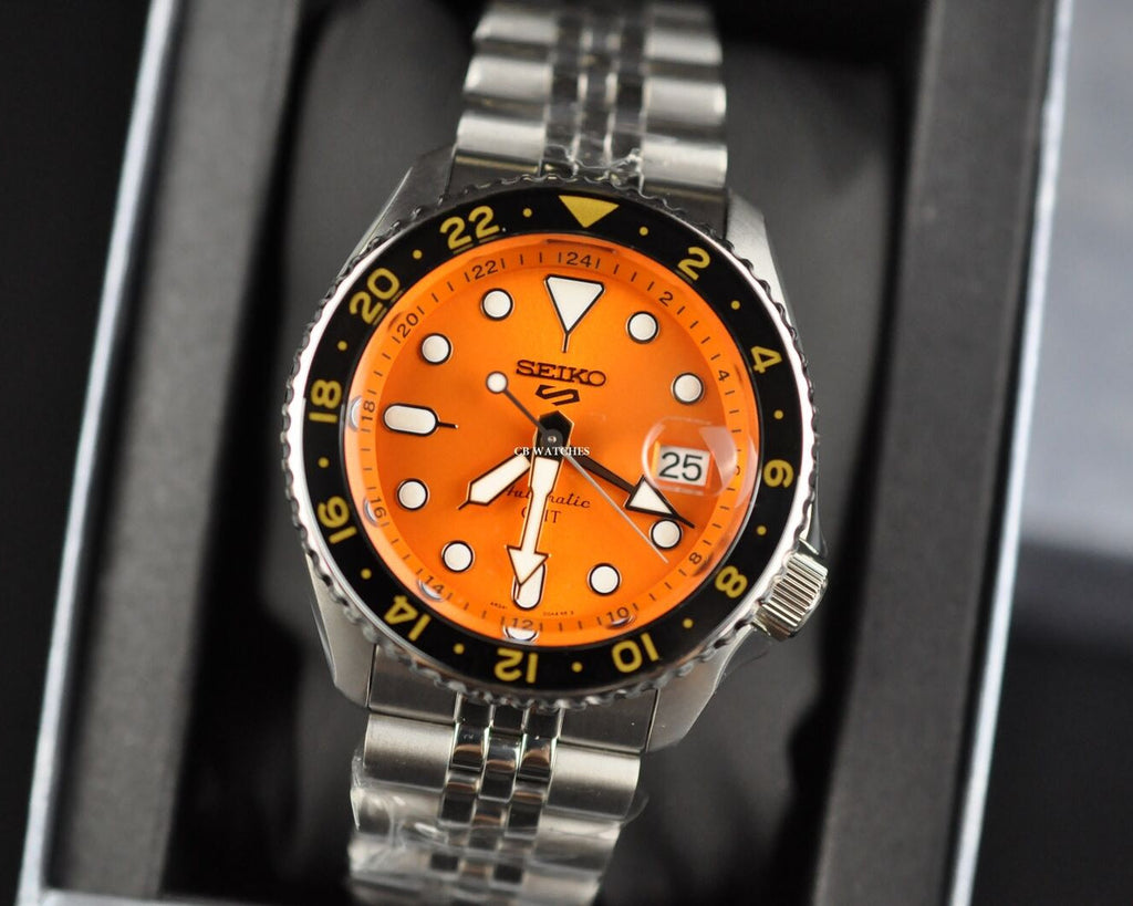 Seiko 5 Sports Automatic Orange Dial Silver Steel Strap Watch For Men - SRPD59K1 wholesalehk.shop