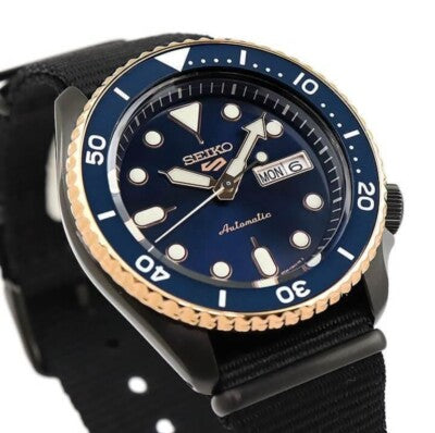 Seiko 5 Sports Automatic Blue Dial Black NATO Strap Watch for Men - SBSA098 wholesalehk.shop