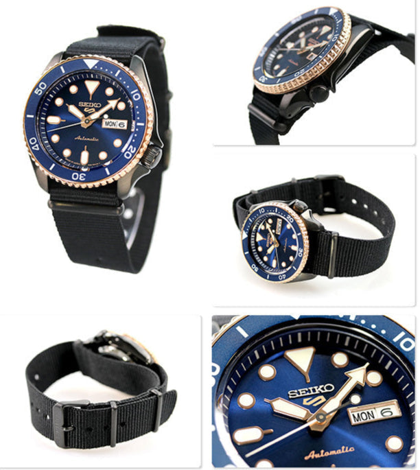 Seiko 5 Sports Automatic Blue Dial Black NATO Strap Watch for Men - SBSA098 wholesalehk.shop