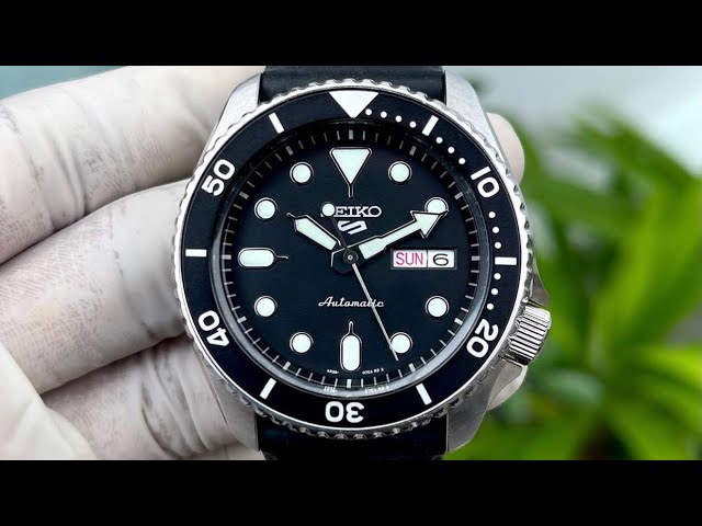Seiko 5 Sports SKX Automatic Black Dial Black Leather Strap Watch for Men - SRPD55K2 wholesalehk.shop
