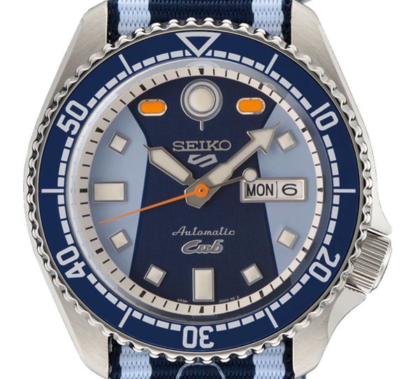 Seiko 5 Sports Honda Super Cub Limited Edition Blue Dial Two Tone NATO Strap Watch For Men - SRPK37K1 wholesalehk.shop