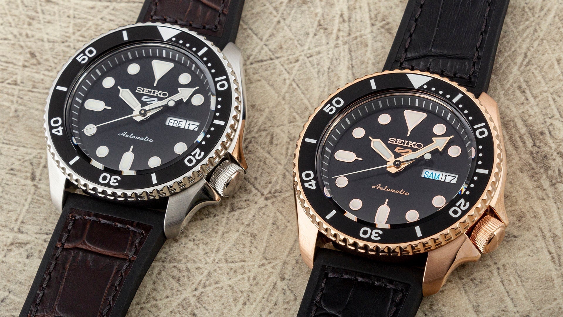 Seiko 5 Sports SKX Automatic Black Dial Black Leather Strap Watch for Men - SRPD55K2 wholesalehk.shop
