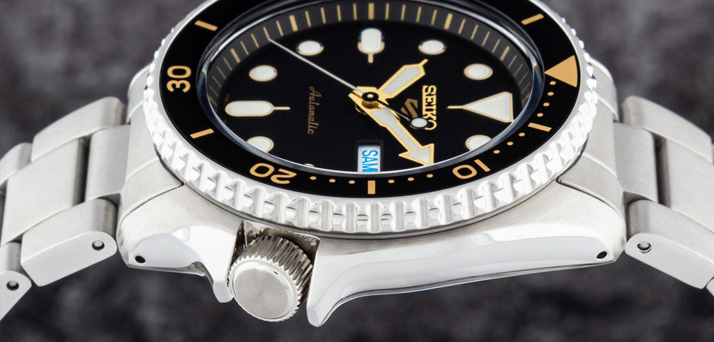 Seiko 5 Sports Automatic Black Dial Silver Steel Strap Watch For Men - SRPD57K1 wholesalehk.shop