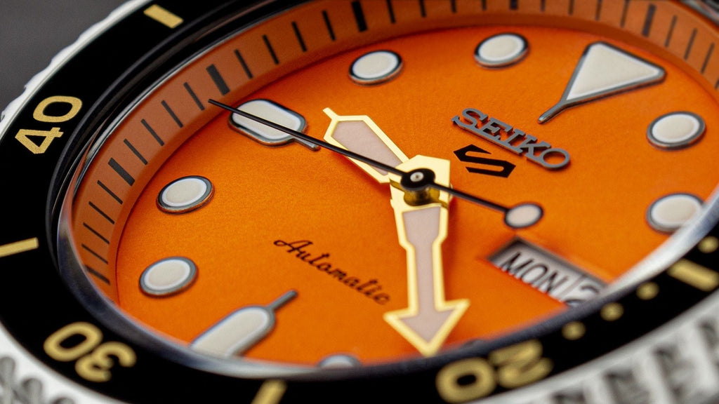 Seiko 5 Sports Automatic Orange Dial Silver Steel Strap Watch For Men - SRPD59K1 wholesalehk.shop