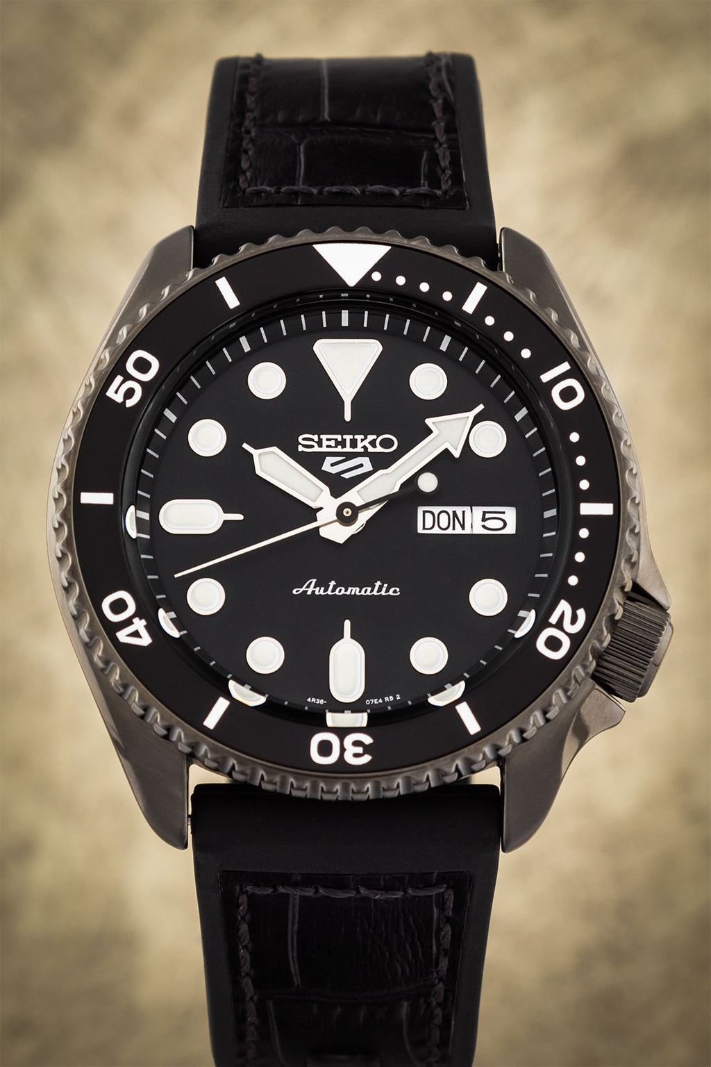 Seiko 5 Sport Automatic Black Dial Black Silicone Strap Watch For Men - SRPD65K3 wholesalehk.shop