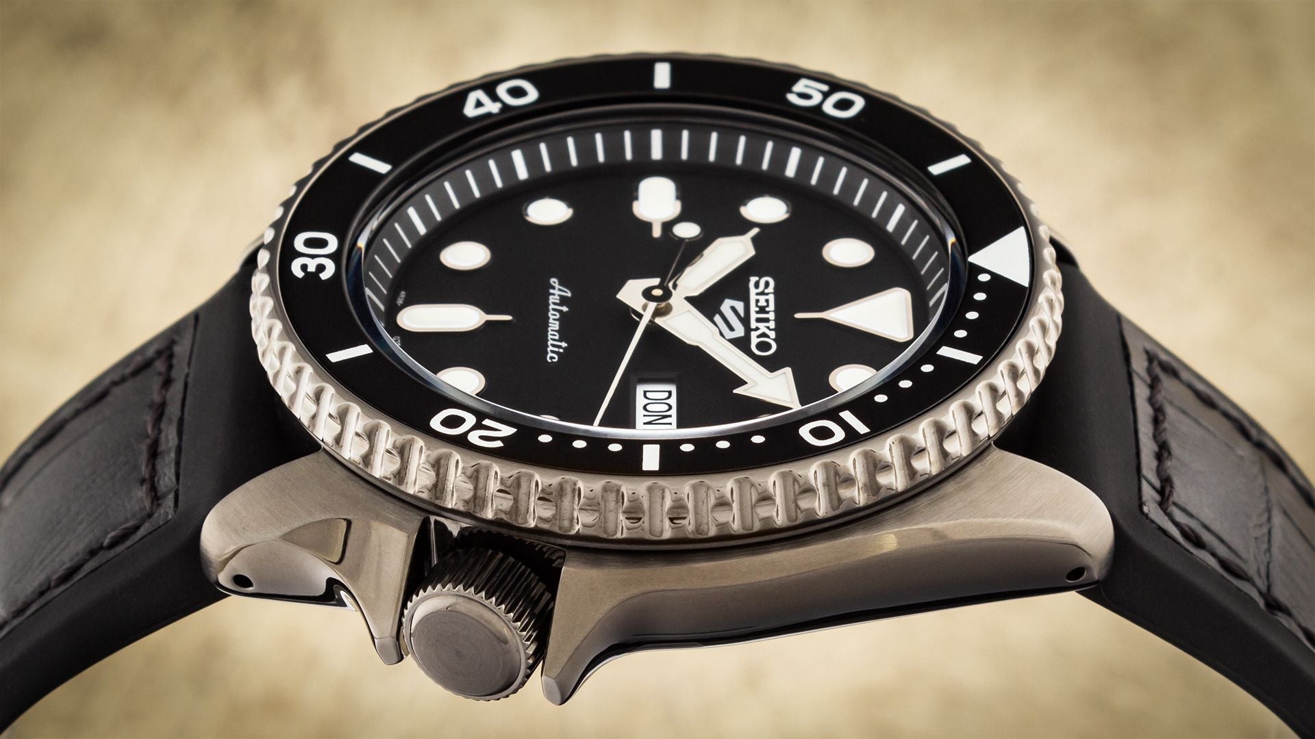 Seiko 5 Sport Automatic Black Dial Black Silicone Strap Watch For Men - SRPD65K3 wholesalehk.shop