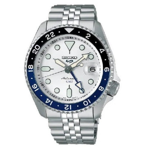 Seiko 5 Sports SKX GMT Automatic Sky Blue Dial Silver Steel Strap Watch For Men - SSK033K1 wholesalehk.shop