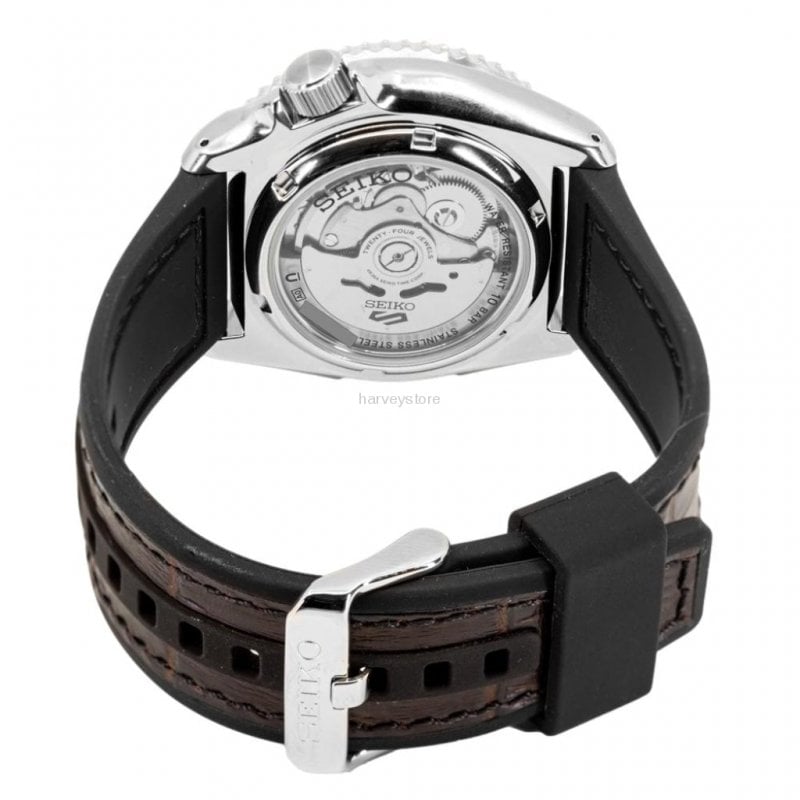 Seiko 5 Sports SKX Automatic Black Dial Black Leather Strap Watch for Men - SRPD55K2 wholesalehk.shop