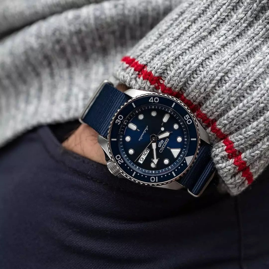 Seiko 5 Sports Automatic SKX Blue Dial Blue NATO Strap Watch For Men - SRPD51K2 wholesalehk.shop
