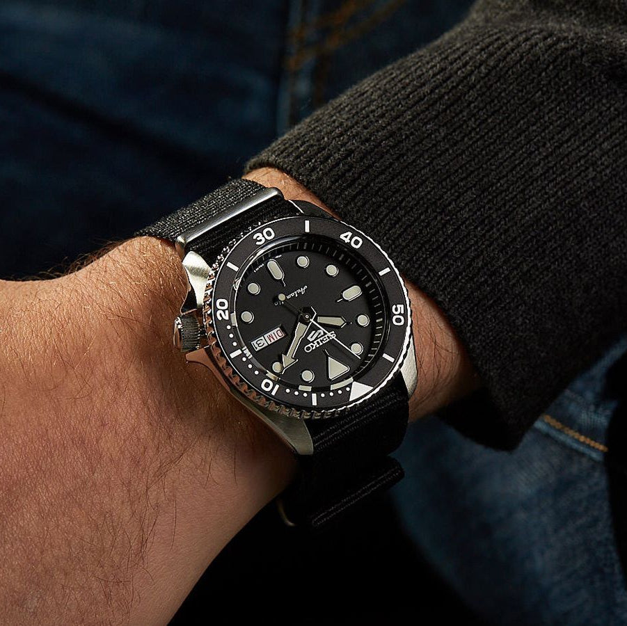 Seiko 5 Sports SKX Automatic Black Dial Black NATO Strap Watch For Men - SRPD55K3 wholesalehk.shop