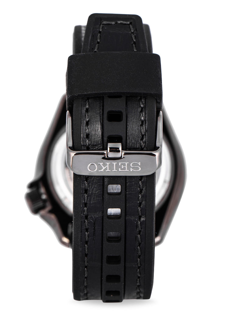 Seiko 5 Sport Automatic Black Dial Black Silicone Strap Watch For Men - SRPD65K3 wholesalehk.shop