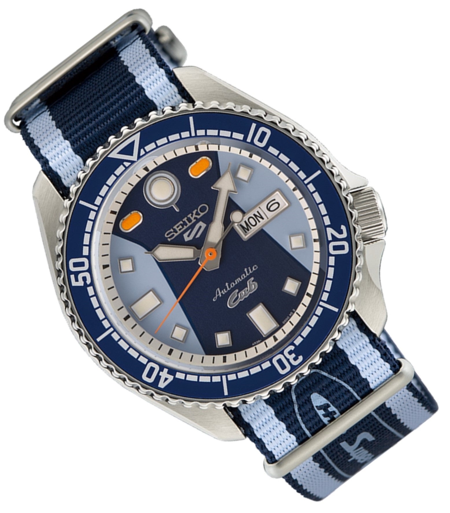 Seiko 5 Sports Honda Super Cub Limited Edition Blue Dial Two Tone NATO Strap Watch For Men - SRPK37K1 wholesalehk.shop