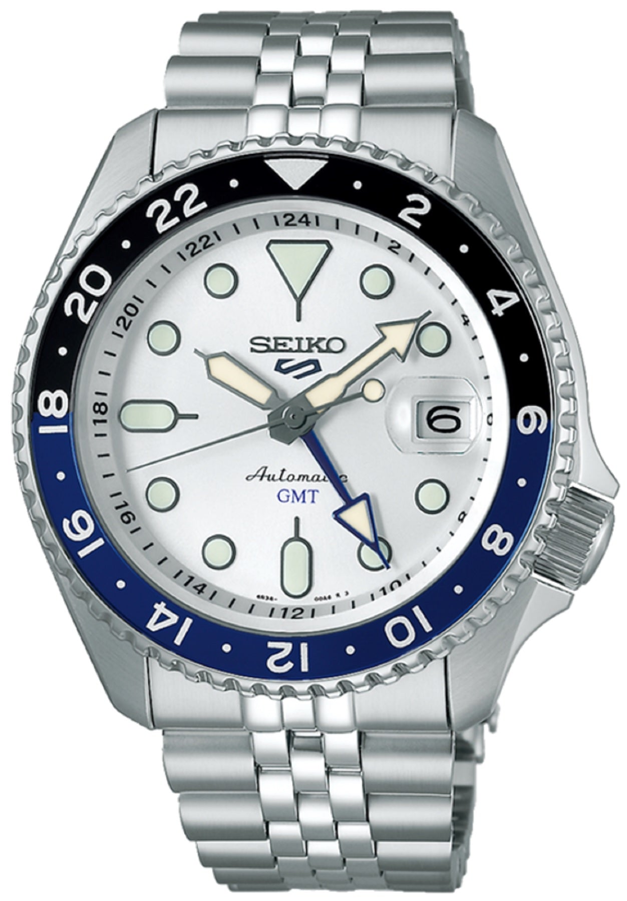 Seiko 5 Sports SKX GMT Automatic Sky Blue Dial Silver Steel Strap Watch For Men - SSK033K1 wholesalehk.shop