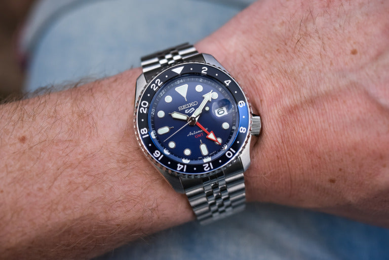 Seiko 5 Sports GMT SKX Automatic Blueberry Dial Silver Steel Strap Watch For Men - SSK003K1 wholesalehk.shop