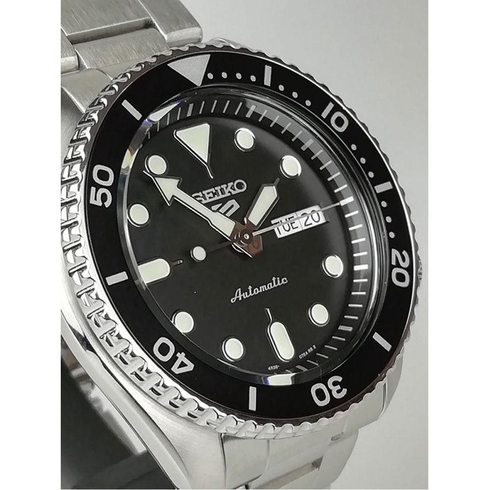 Seiko 5 Sports Automatic Day Date Black Dial Silver Steel Strap Watch for Men - SRPD55K1 wholesalehk.shop