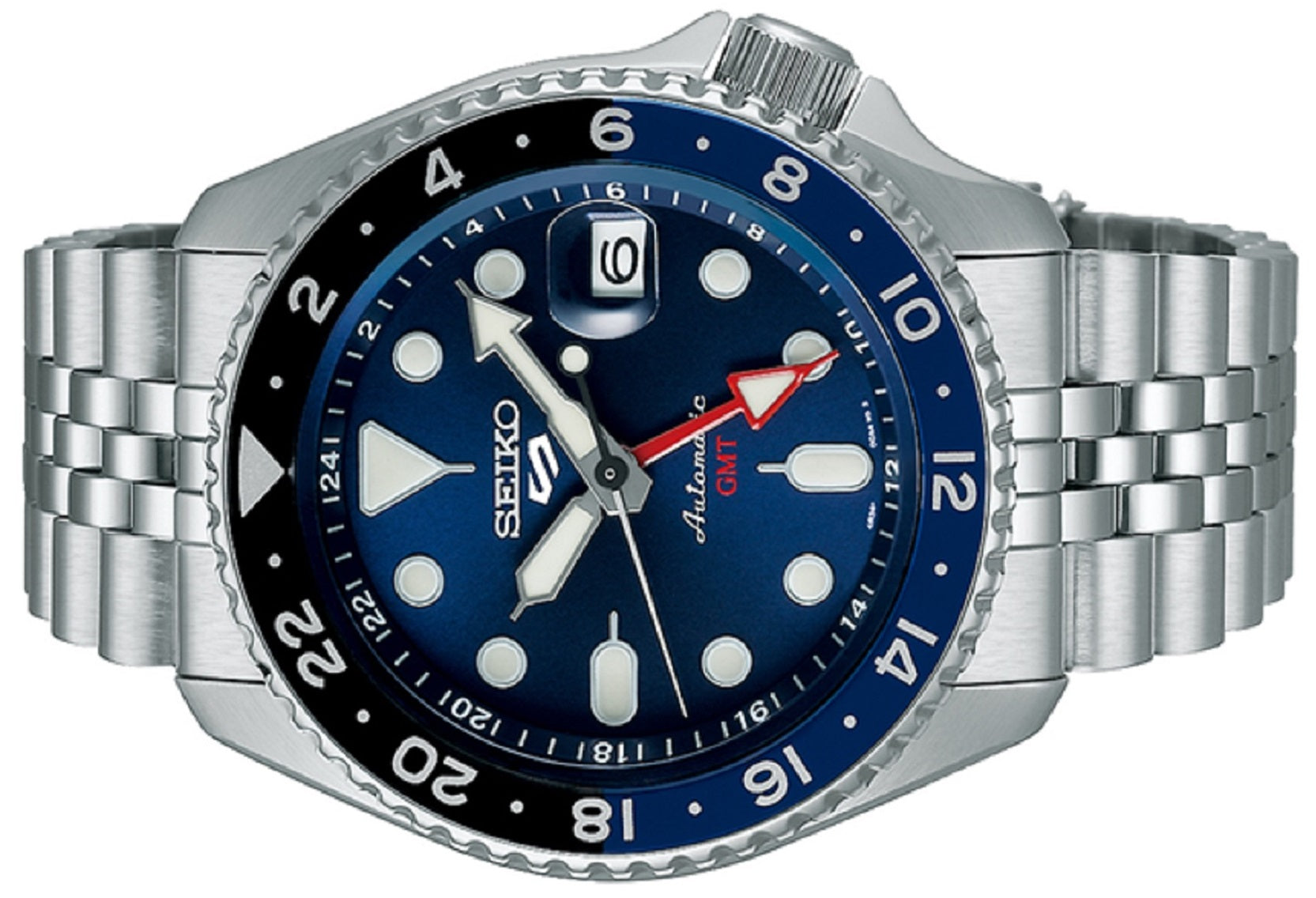Seiko 5 Sports GMT SKX Automatic Blueberry Dial Silver Steel Strap Watch For Men - SSK003K1 wholesalehk.shop
