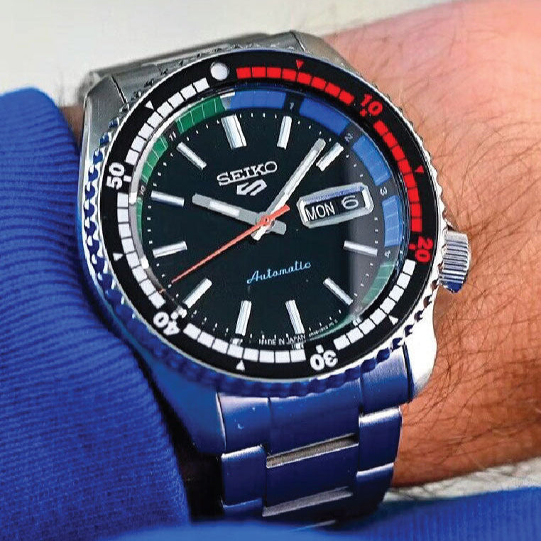 Seiko 5 Sports SKX Series Regatta Timer Retro Blue Dial Silver Steel Strap Watch For Men - SRPK13K1 wholesalehk.shop