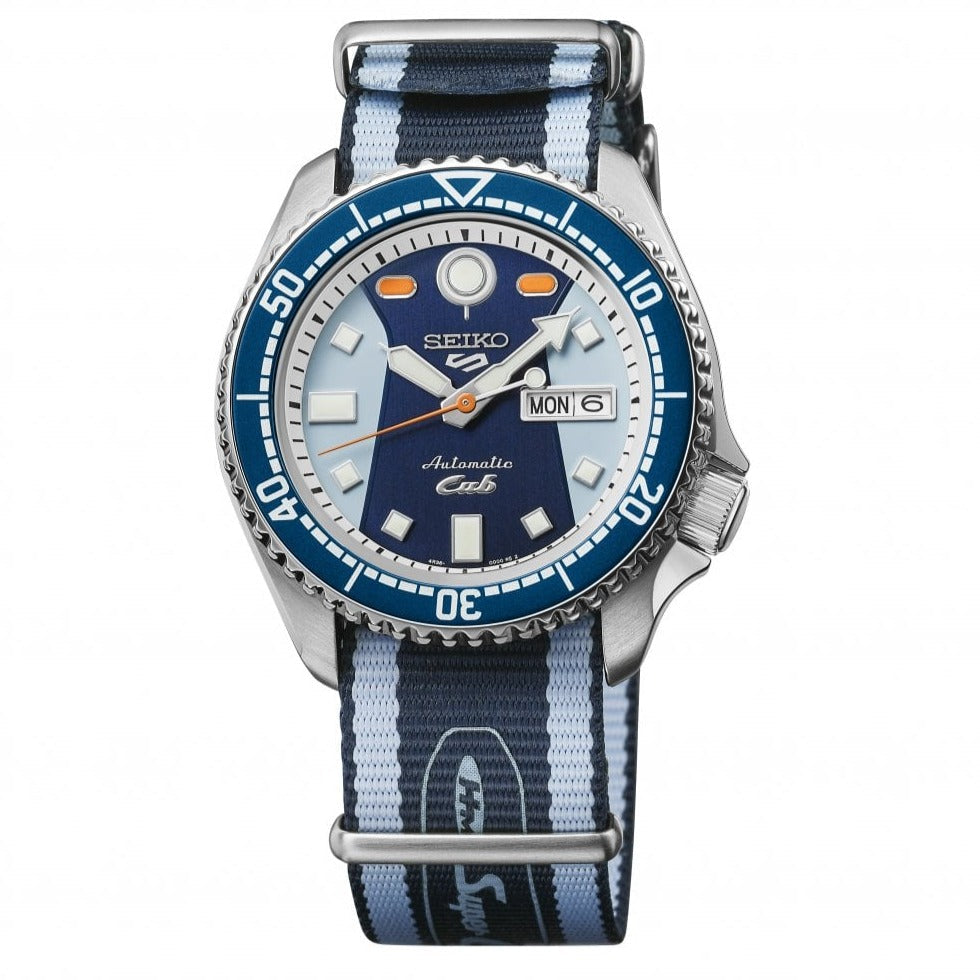 Seiko 5 Sports Honda Super Cub Limited Edition Blue Dial Two Tone NATO Strap Watch For Men - SRPK37K1 wholesalehk.shop