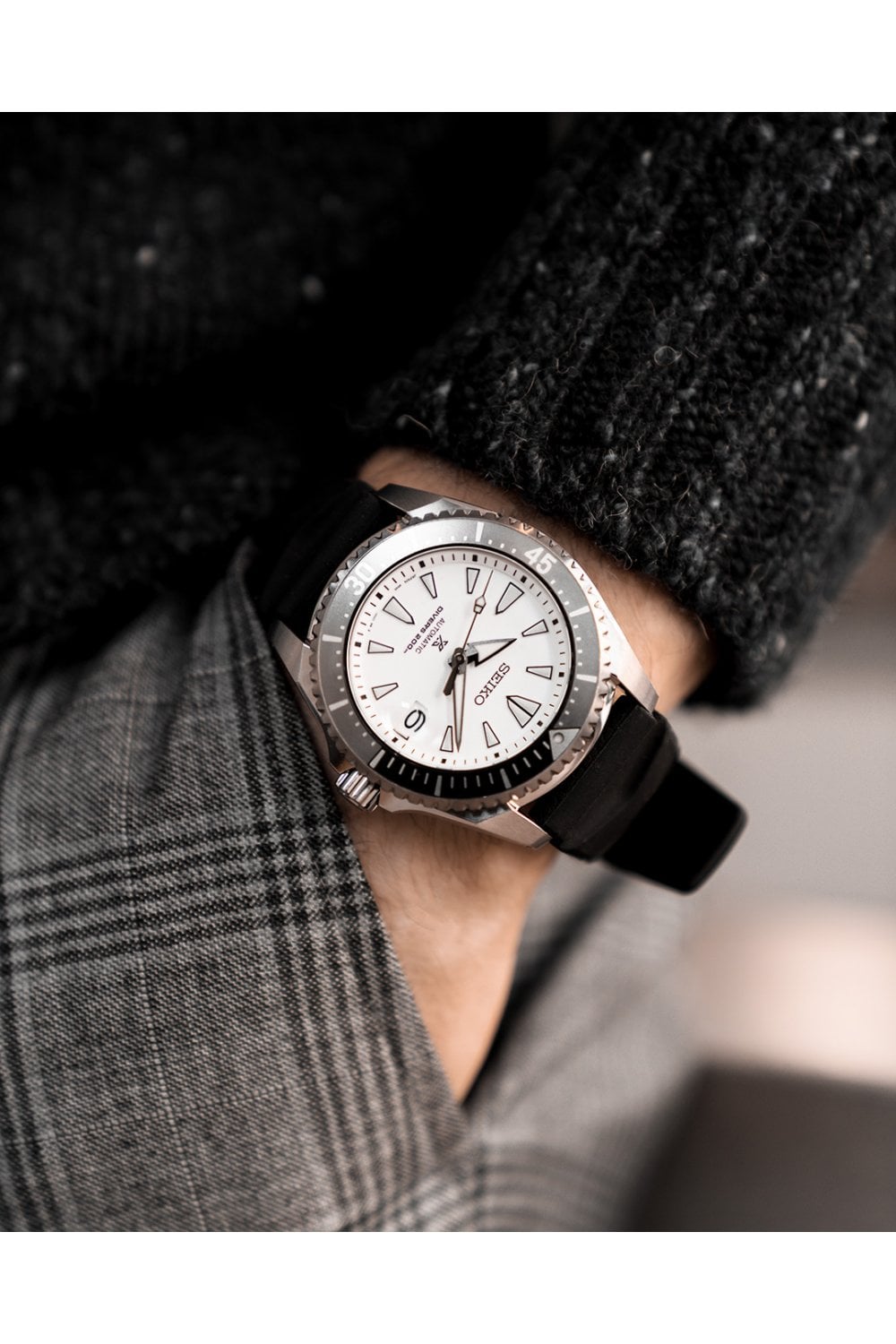 Seiko Shogun Prospex Titanium Divers Automatic White Dial Black Rubber Strap Watch For Men - SPB191J1 wholesalehk.shop