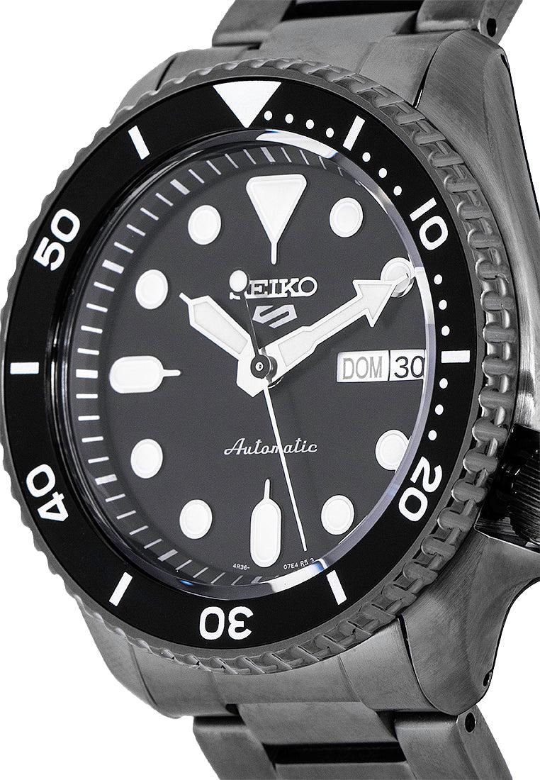 Seiko 5 Sports Automatic Black Dial Black Steel Strap Watch For Men - SRPD65K1 wholesalehk.shop