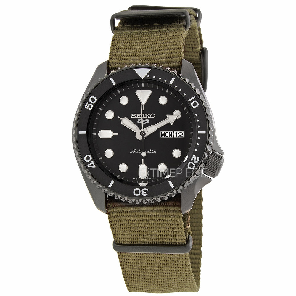 Seiko 5 Sport Automatic Black Dial Green Nylon Strap Watch For Men - SRPD65K4 wholesalehk.shop
