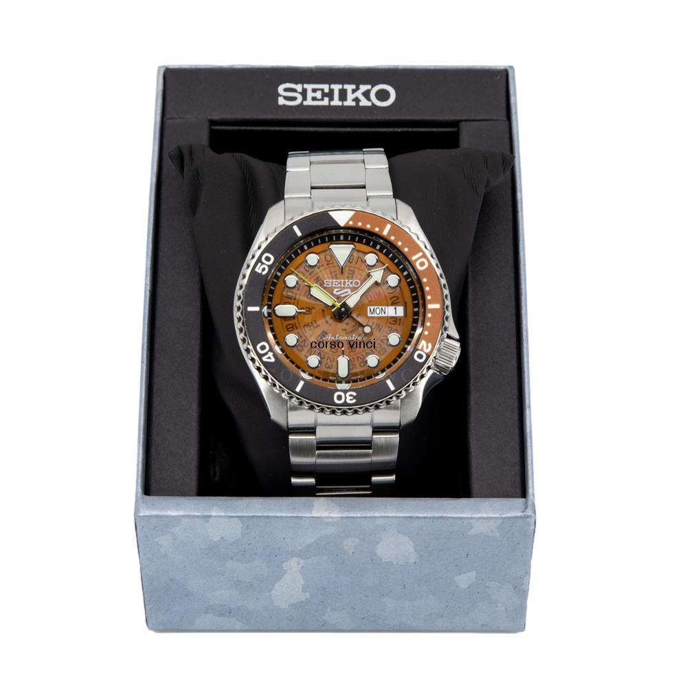 Seiko 5 Sports Sonar Special Edition Brown Dial Silver Steel Strap Watch For Men - SRPJ47K1 wholesalehk.shop