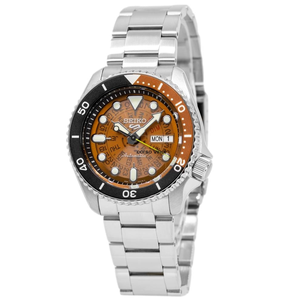 Seiko 5 Sports Sonar Special Edition Brown Dial Silver Steel Strap Watch For Men - SRPJ47K1 wholesalehk.shop