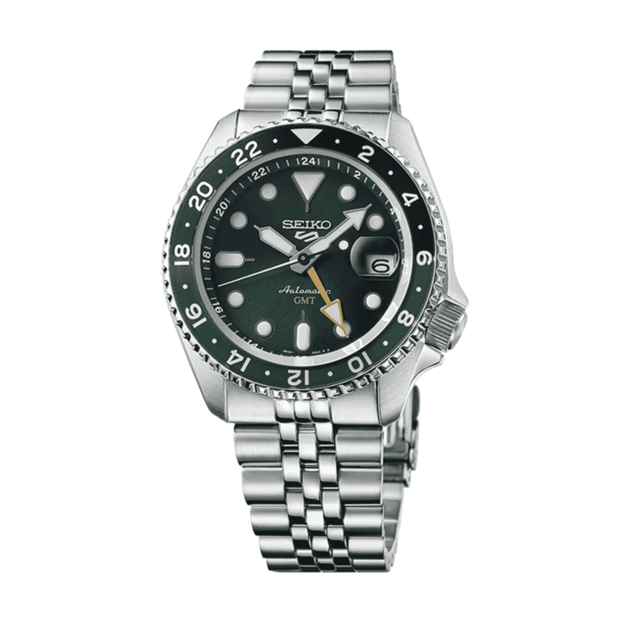 Seiko 5 Sports SKX GMT Automatic Green Dial Silver Steel Strap Watch For Men - SSK035K1 wholesalehk.shop
