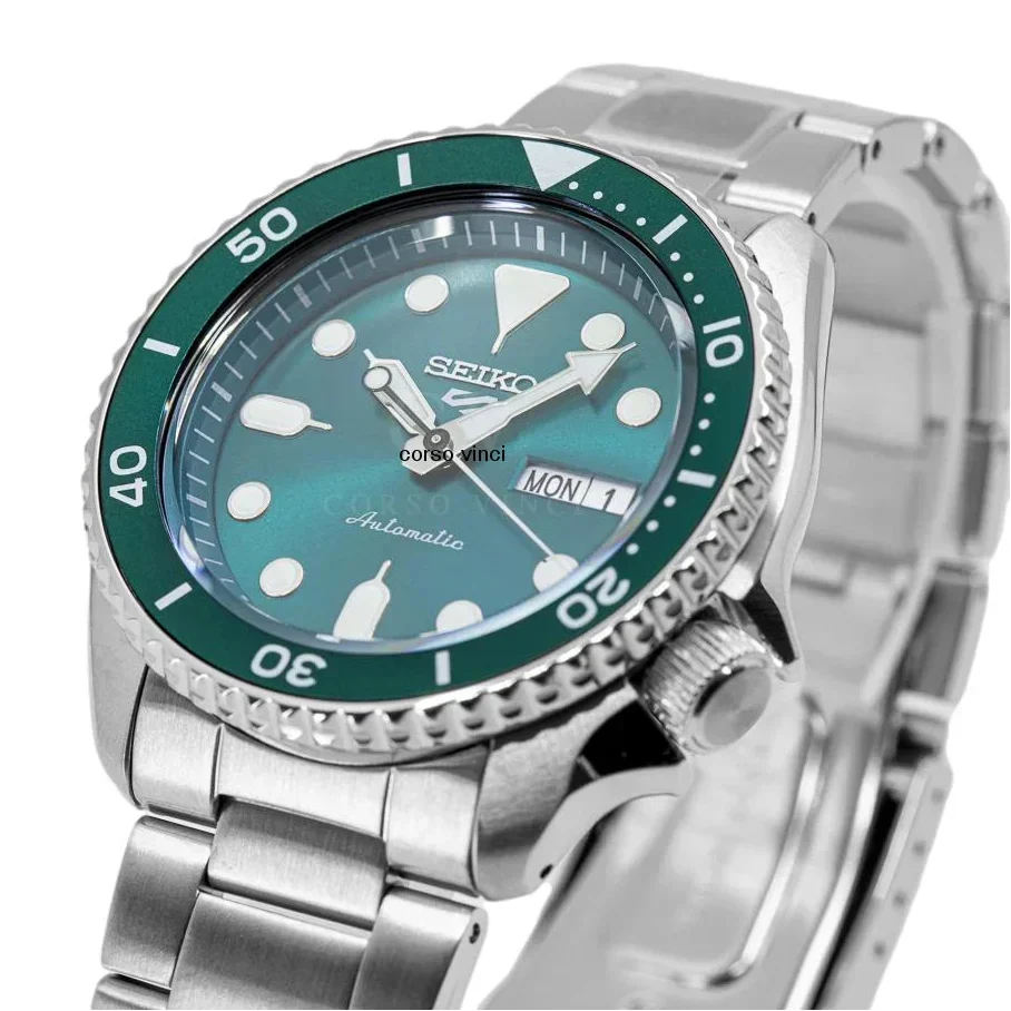 Seiko 5 Sports Automatic Green Dial Silver Steel Strap Watch For Men - SRPD61K1 wholesalehk.shop