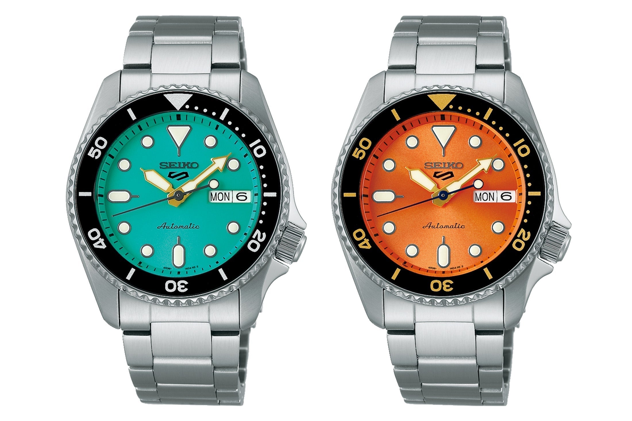 Seiko 5 Sports Automatic Orange Dial Silver Steel Strap Watch For Men - SRPD59K1 wholesalehk.shop