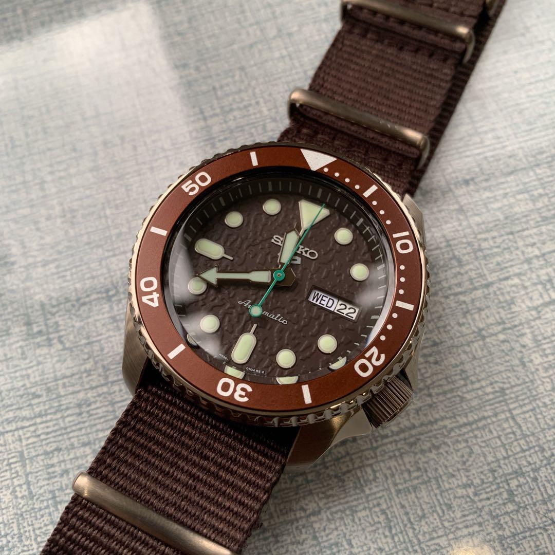 Seiko 5 Sport Automatic Brown Dial Brown Nylon Strap Watch For Men - SRPD85K1 wholesalehk.shop
