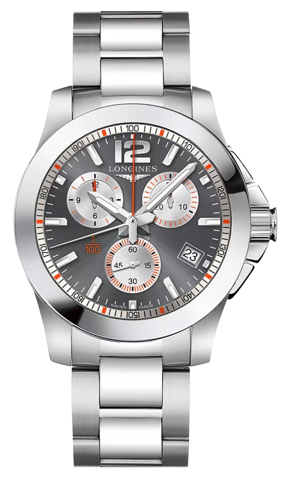 Special Edition Longines Conquest 1/100th Roland Garros Chronograph Stainless Steel Gray Dial Date Divers Quartz Mens Watch L3.700.4.79.6 wholesalehk.shop