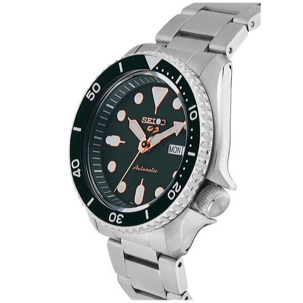 Seiko 5 Sports Automatic Analog Green Dial Silver Steel Strap Watch For Men - SRPD63K1 wholesalehk.shop