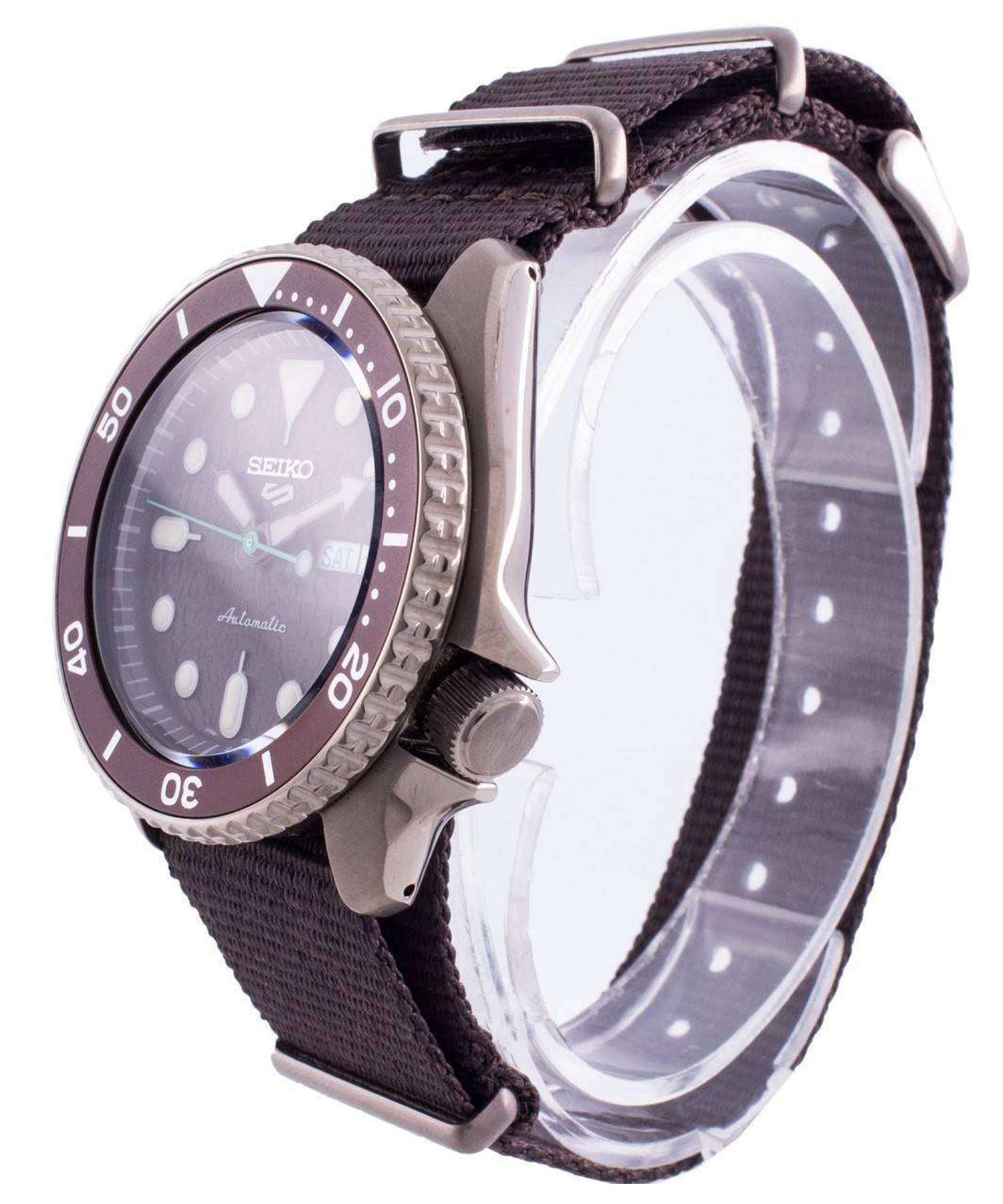 Seiko 5 Sport Automatic Brown Dial Brown Nylon Strap Watch For Men - SRPD85K1 wholesalehk.shop