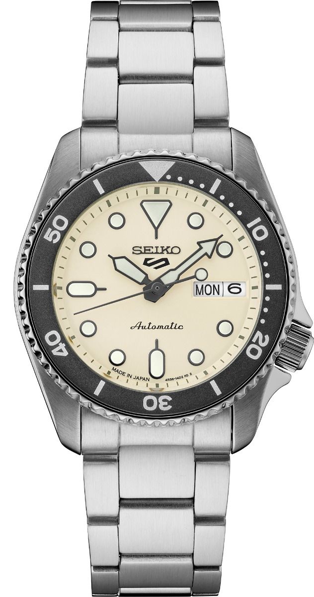 Seiko 5 Sports SKX Automatic Cream Dial Silver Steel Strap Watch For Men - SRPK31K1 wholesalehk.shop
